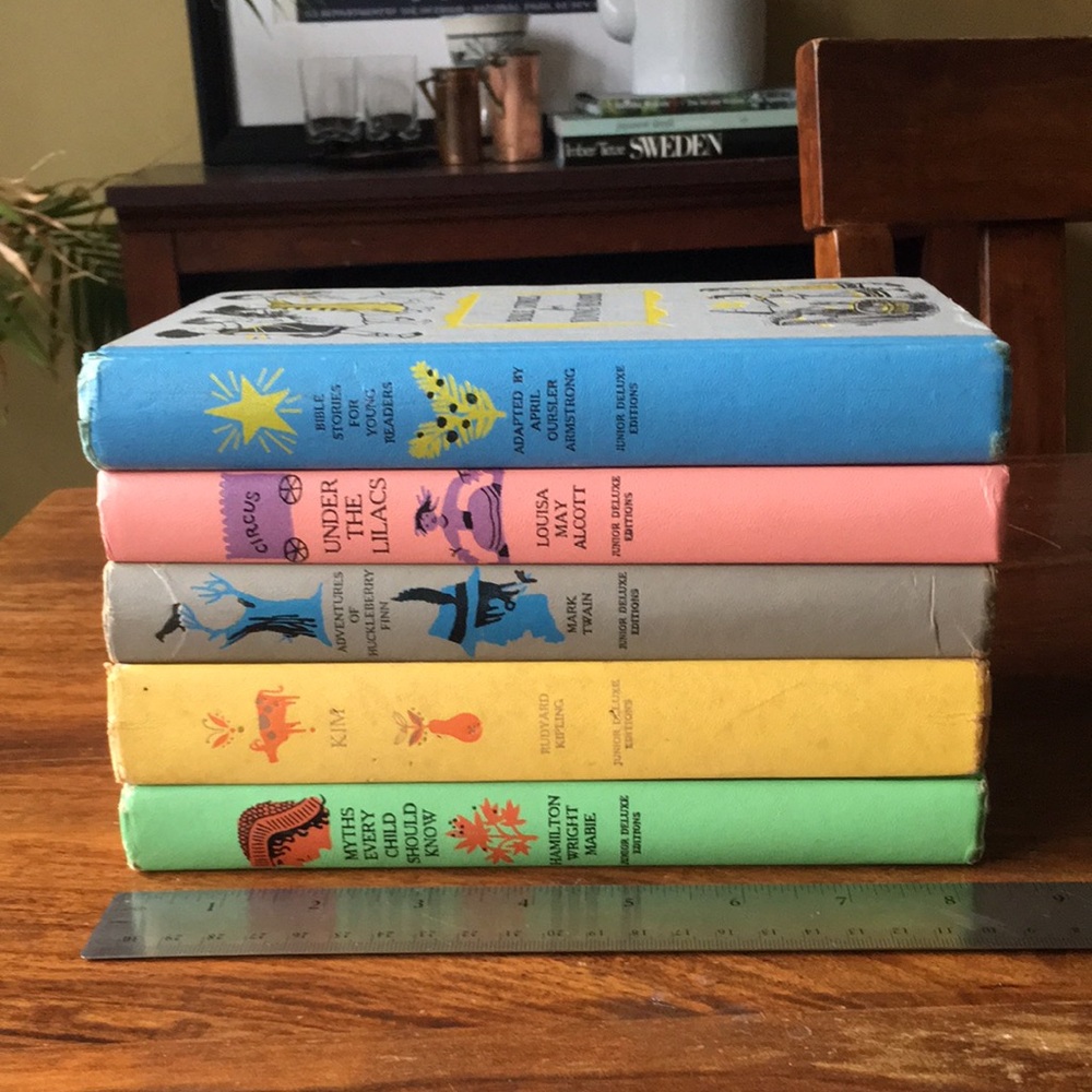 5 Vintage Junior Deluxe Edition Children's Books: Bible Lilacs Huck Kim Myths - Picture 3 of 12